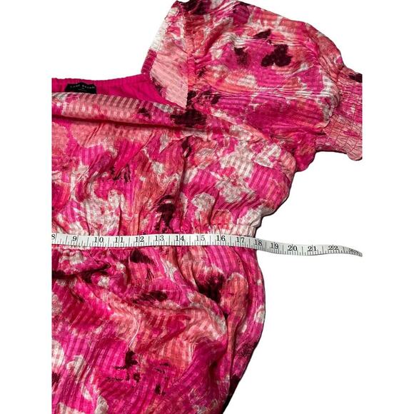 Lane Bryant Dress Size 22 Pink Smocked Cuff-Sleeve Square-Neck Fit & Flare Belt - Picture 11 of 13
